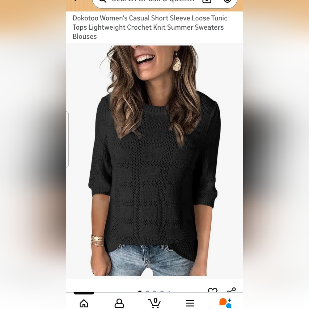 Dokotoo Women's Black Short Sleeve Sweater